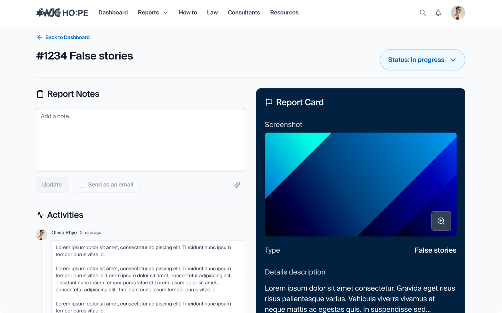 HO:PE Admin Dashboard Interface
